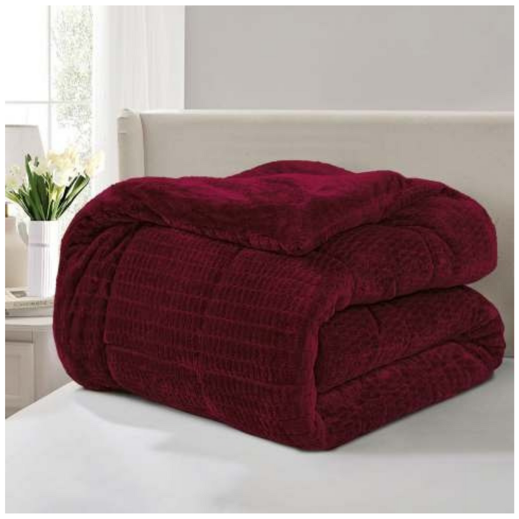 Beau Maison Dubbelzijdig Sherpa Flanel Dekbed All Year – Luxe 2-in-1 Dekbed - Bordeaux