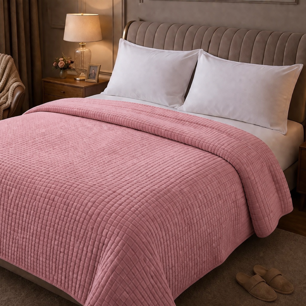 Beau Maison Dubbelzijdig Sherpa Flanel Dekbed All Year – Luxe 2-in-1 Dekbed - Dark Pink