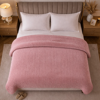 Beau Maison Sherpa Flanel Double Dekbed - Dark Pink