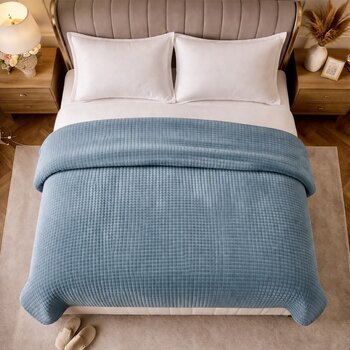Beau Maison Sherpa Flanel Double Dekbed - Petrol