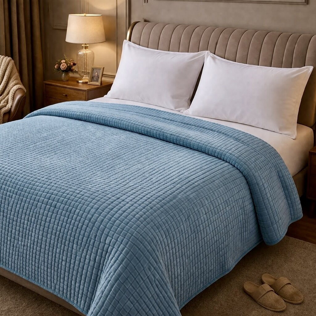 Beau Maison Dubbelzijdig Sherpa Flanel Dekbed All Year – Luxe 2-in-1 Dekbed - Petrol