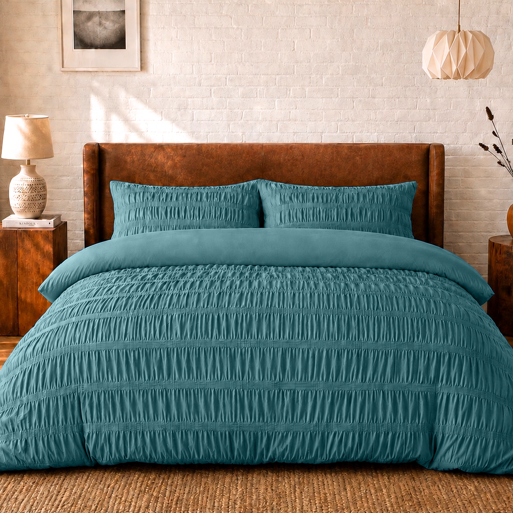 Beau Maison Seersucker Dekbedovertrek Blauw