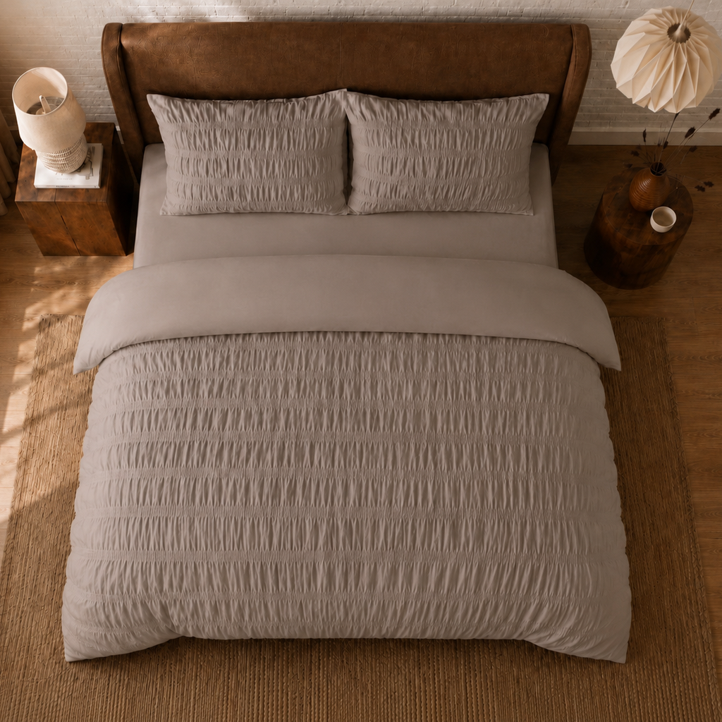 Beau Maison Seersucker Dekbedovertrek Taupe