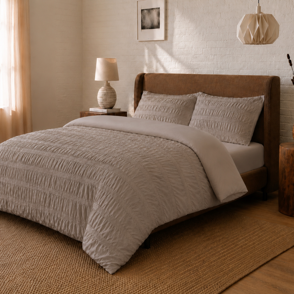 Beau Maison Seersucker Dekbedovertrek Taupe