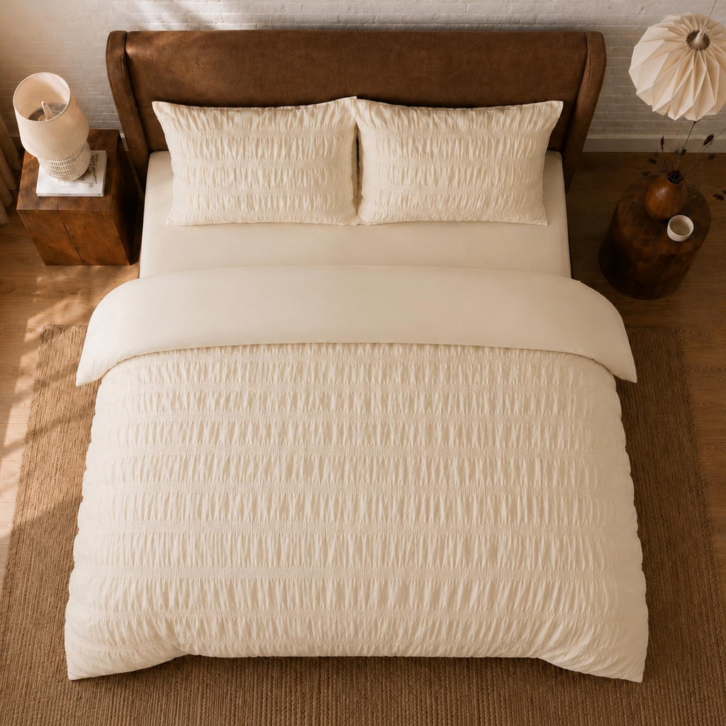 Beau Maison Seersucker Dekbedovertrek Creme