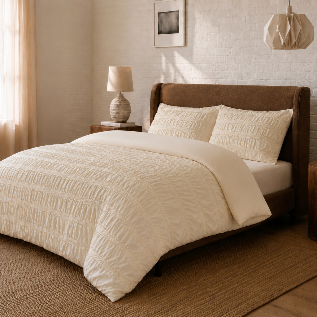 Beau Maison Seersucker Dekbedovertrek Creme