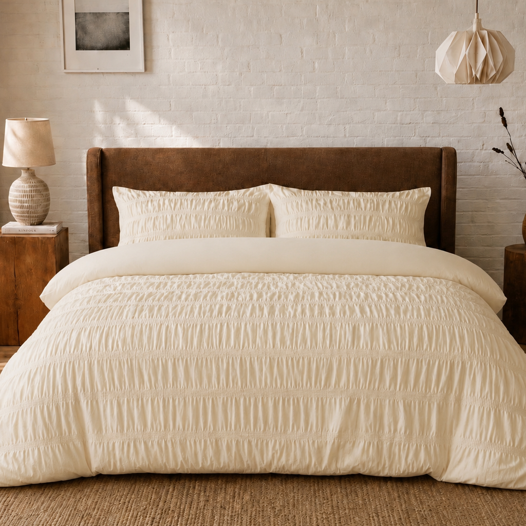 Beau Maison Seersucker Dekbedovertrek Creme