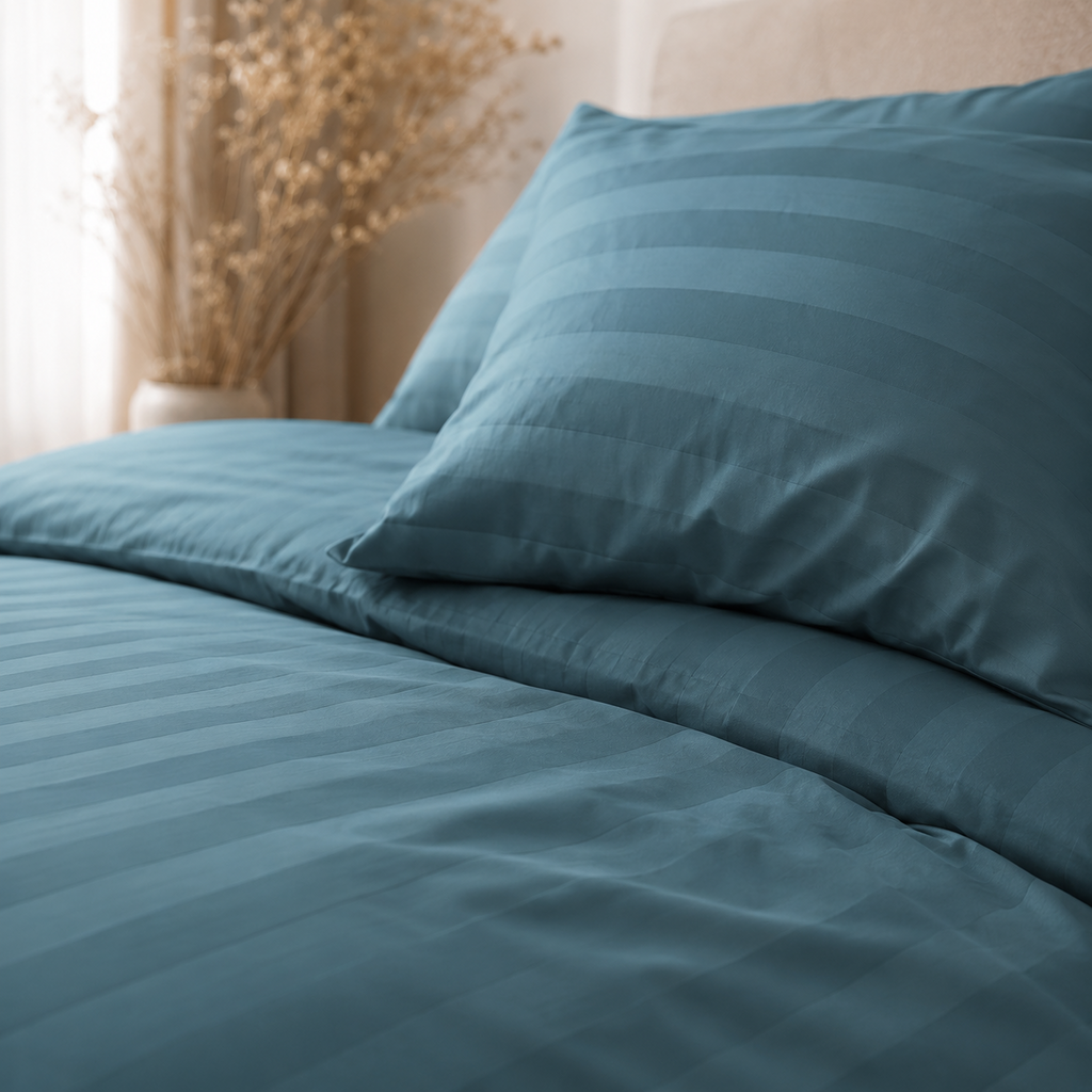 Beau Maison Hotellinnen Dekbedovertrek Blauw | 27mm Streep