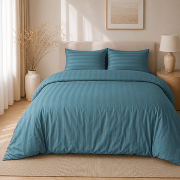 Beau Maison Dekbedovertrek Hotellinnen Blauw | 27mm Streep