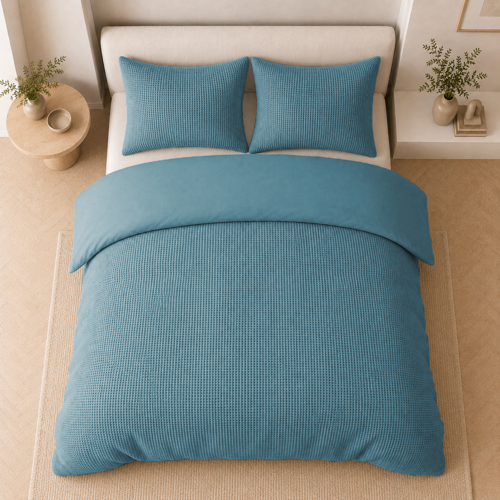 Beau Maison Dekbedovertrek Wafel Blauw - Katoen Blend