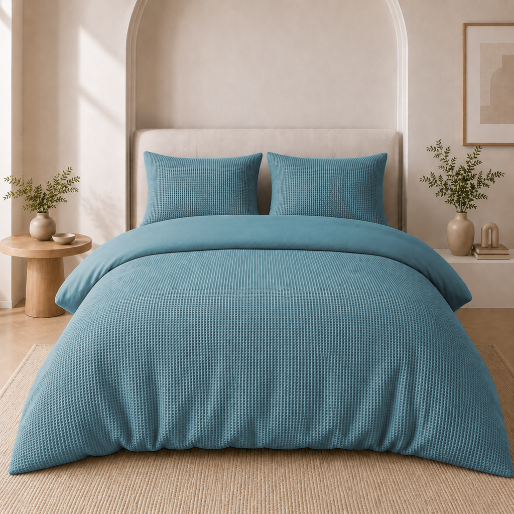 Beau Maison Dekbedovertrek Wafel Blauw - Katoen Blend