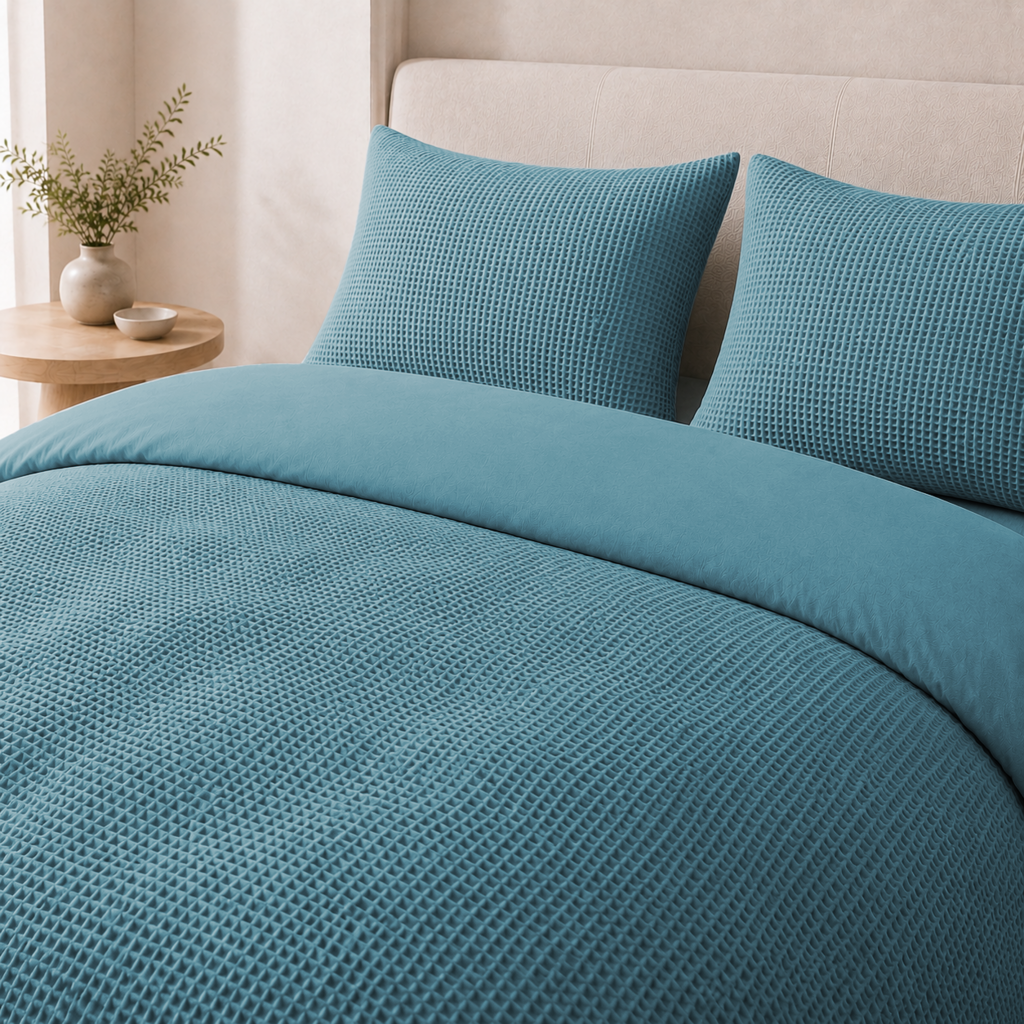 Beau Maison Dekbedovertrek Wafel Blauw - Katoen Blend