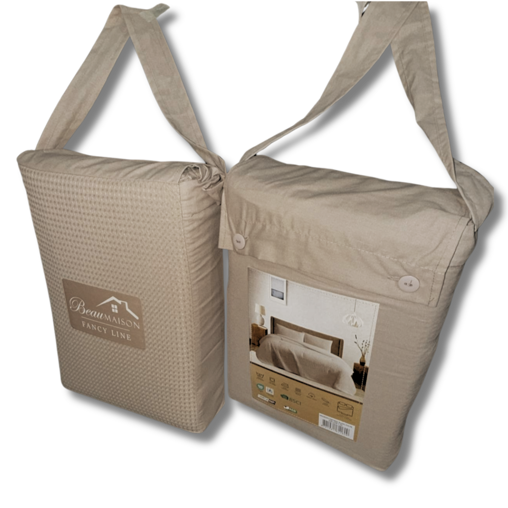 Beau Maison Dekbedovertrek Wafel Taupe - Katoen Blend