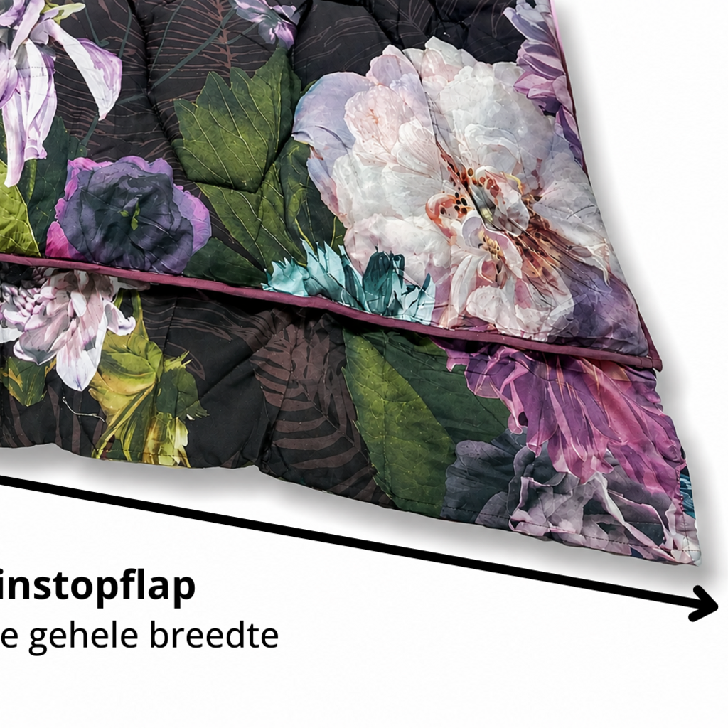 Beau Maison Purple Flowers Kant en Klaar Dekbed / Dekbed Zonder Overtrek / Uni Onderzijde
