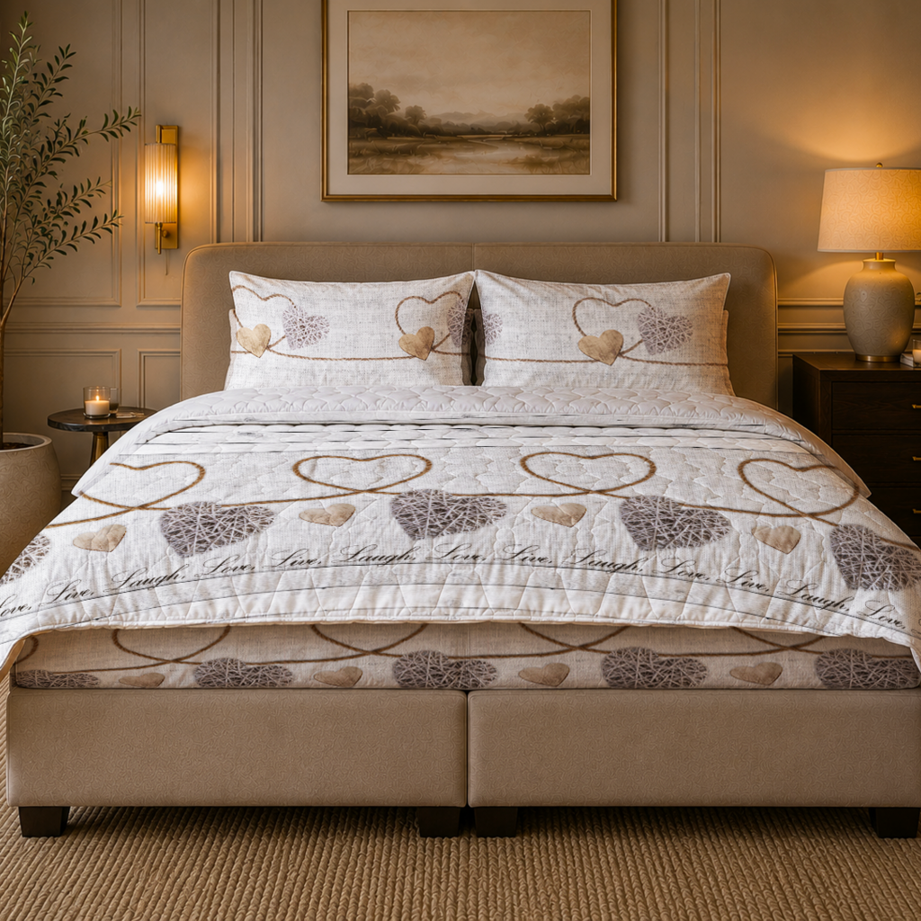 Beau Maison Live Laugh Love Easy Dekbed / Hoesloos Dekbed / Uni Onderzijde