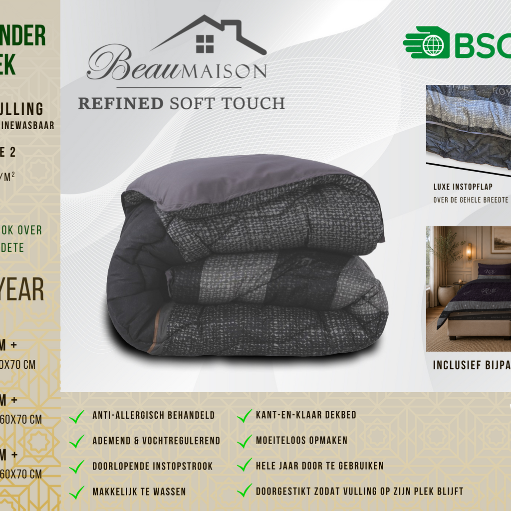 Beau Maison Royal Suite Easy Dekbed / Hoesloos Dekbed - Uni Onderzijde