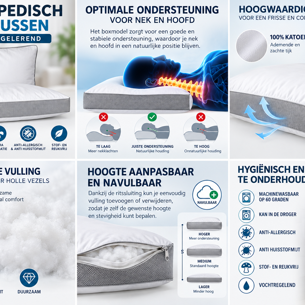 Beau Maison Orthopedisch boxkussen Mesh - Vochterugelerend