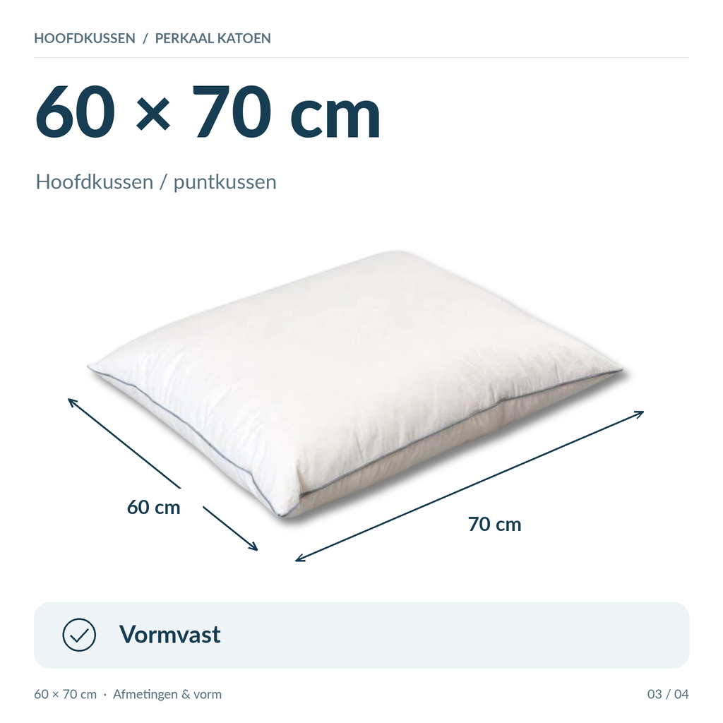 Beau Maison Perkaal Katoenen Hoofdkussen / Puntkussen- Navulbaar - Stevig en vol