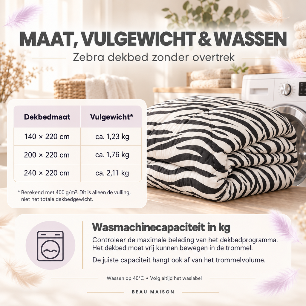 Beau Maison Zebraprint Kant en Klaar Dekbed / Dekbed Zonder Overtrek