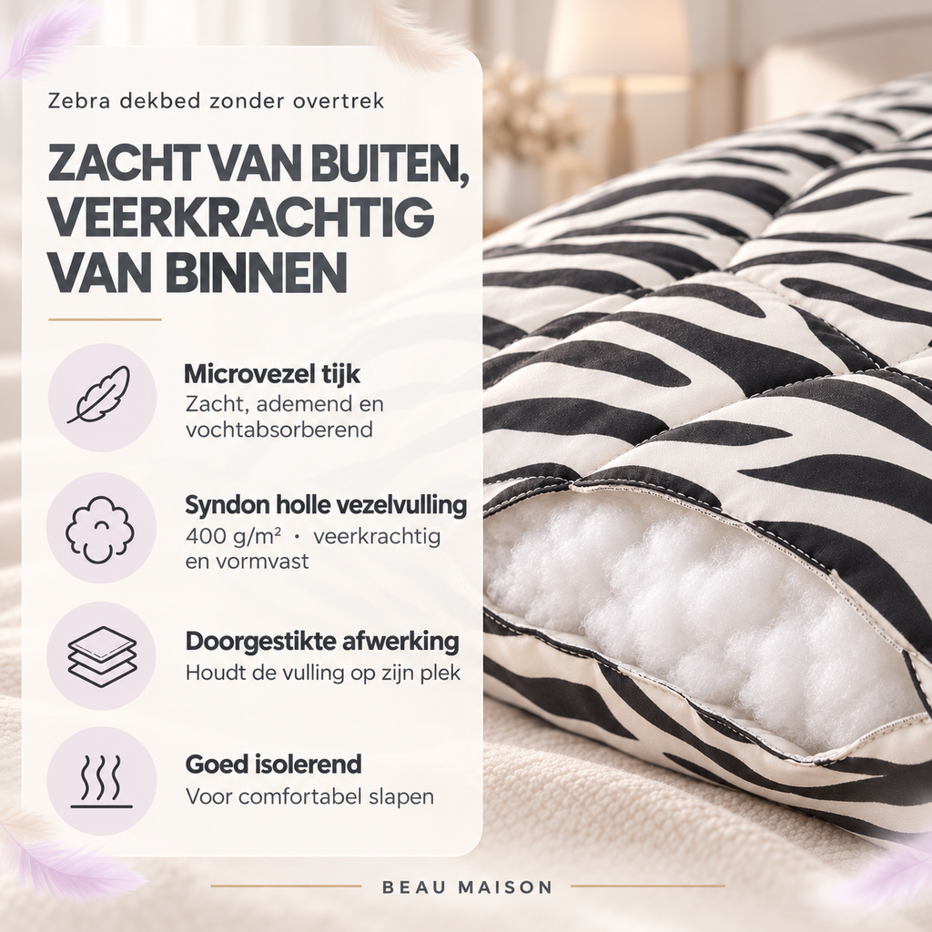 Beau Maison Zebraprint Kant en Klaar Dekbed / Dekbed Zonder Overtrek