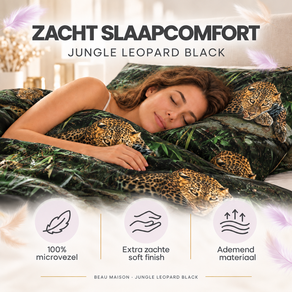 Beau Maison Jungle Leopard Black Microvezel Dekbedovertrek