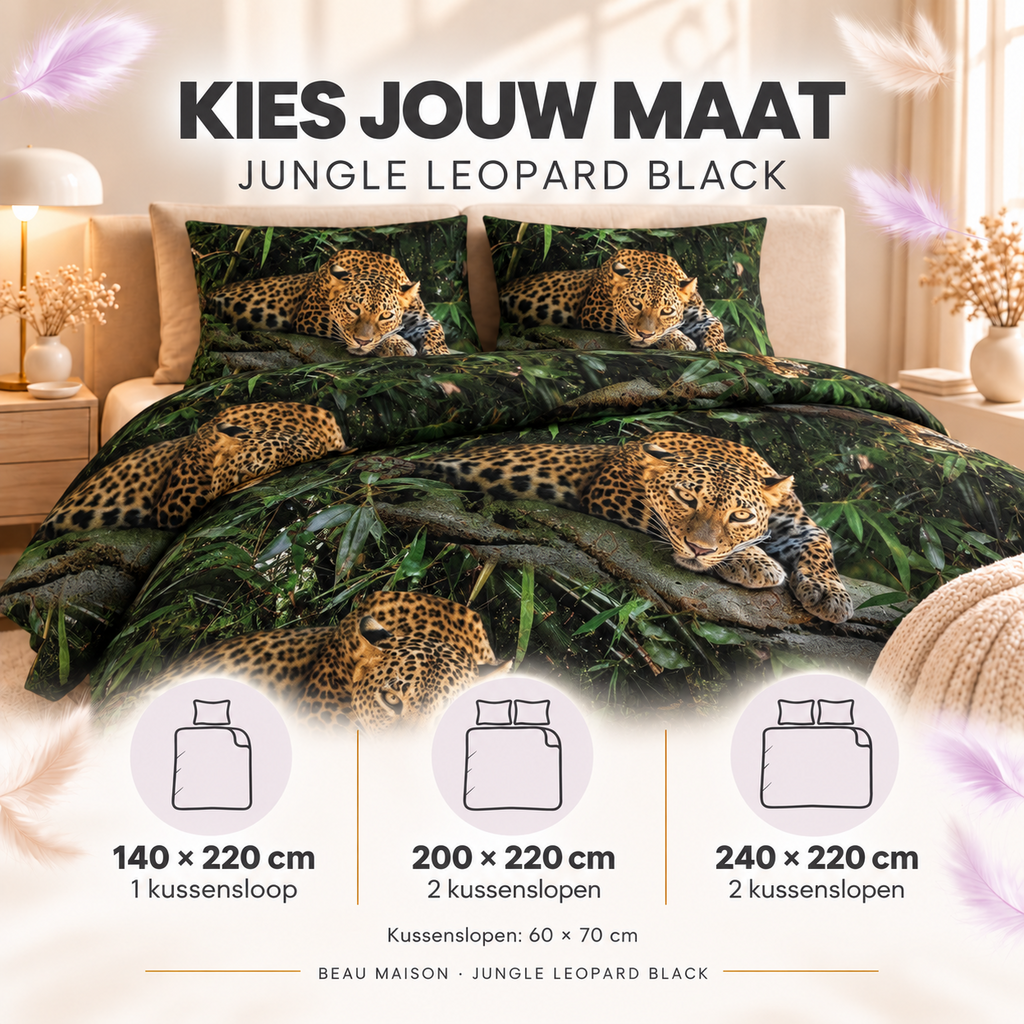 Beau Maison Jungle Leopard Black Microvezel Dekbedovertrek