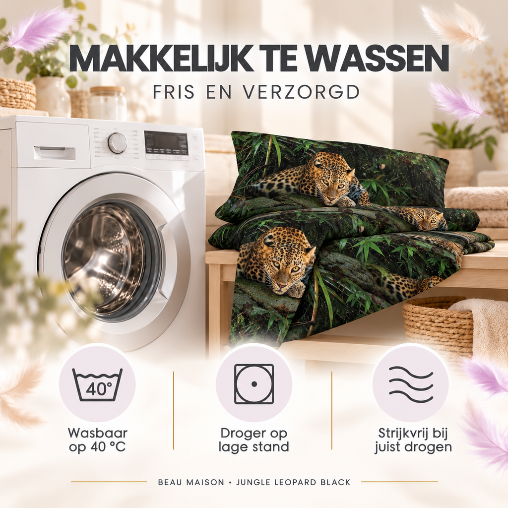 Beau Maison Jungle Leopard Black Microvezel Dekbedovertrek