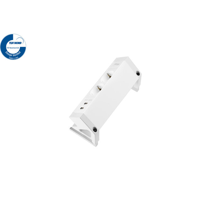 Filex Power Desk Up | opbouwmodule 2x 230V 2x USB Charge, zwart-wit