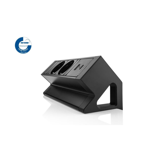 Filex Power Desk Up | opbouwmodule 2x 230V 2x USB A+C, zwart-wit