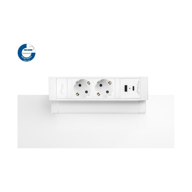 Filex Power Desk Up | opbouwmodule 2x 230V 2x USB A+C, zwart-wit