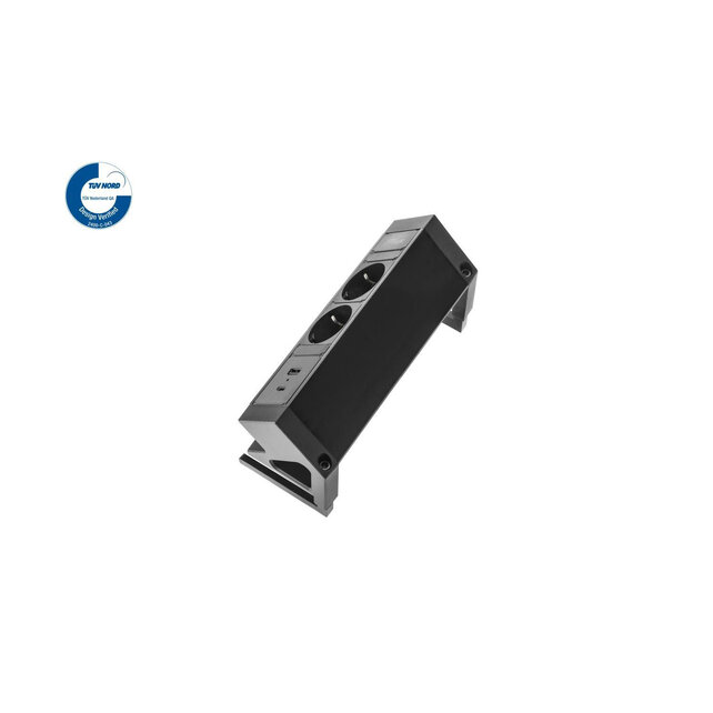 Filex Power Desk Up | opbouwmodule 2x 230V 2x USB A+C, zwart-wit