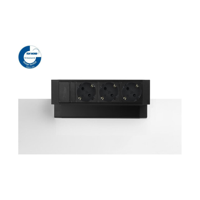 Filex Power Desk Up | opbouwmodule 3x 230V, zwart-wit