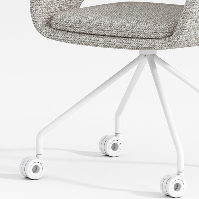Verrijdbare vergaderstoel Club wit | beige