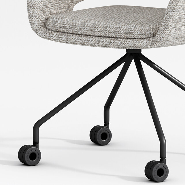 Verrijdbare vergaderstoel Club zwart | beige