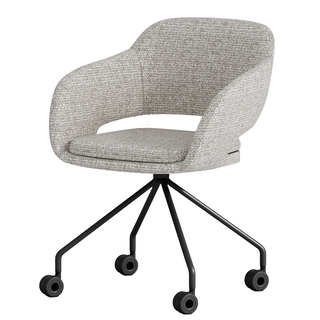 Verrijdbare vergaderstoel Club zwart | beige