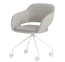 Verrijdbare vergaderstoel Club wit | beige