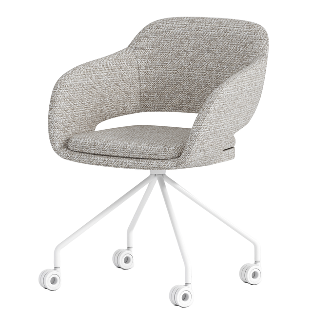 Verrijdbare vergaderstoel Club wit | beige