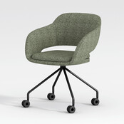 Verrijdbare vergaderstoel Club zwart | groen