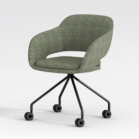 Verrijdbare vergaderstoel Club zwart | groen