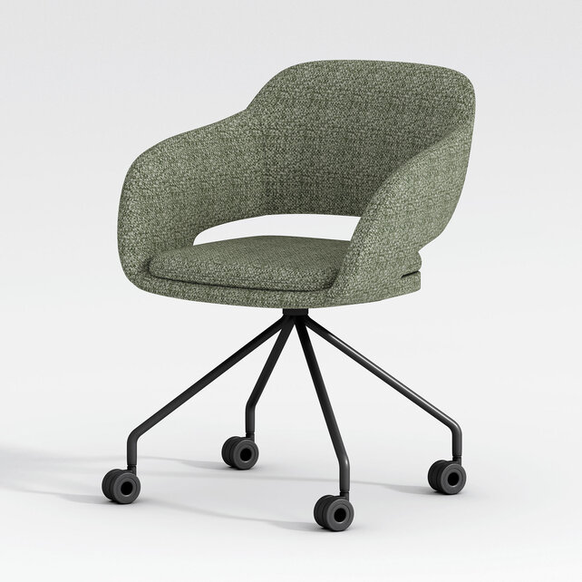 Verrijdbare vergaderstoel Club zwart | groen