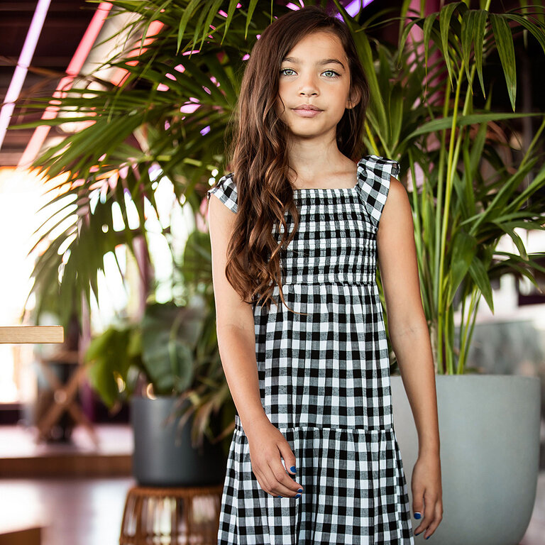 Jurk Check (sunny black/white)