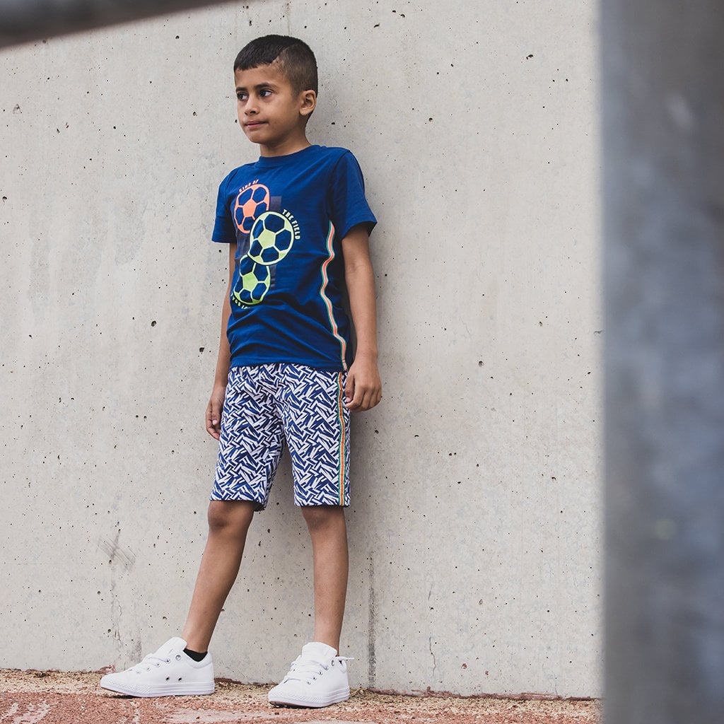 korte joggingbroek graphic (sporty blue)