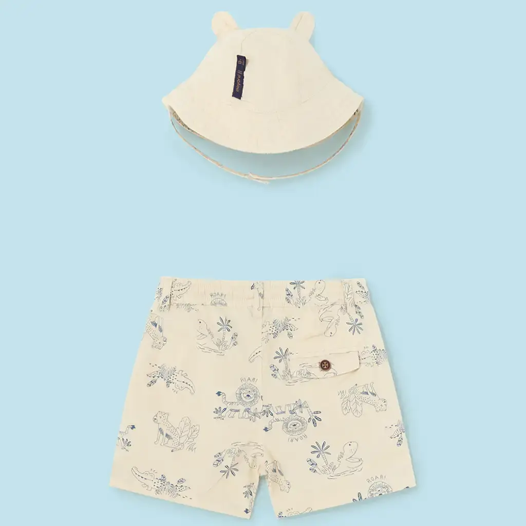 Kort broekje met reversible zonnehoedje (cream)
