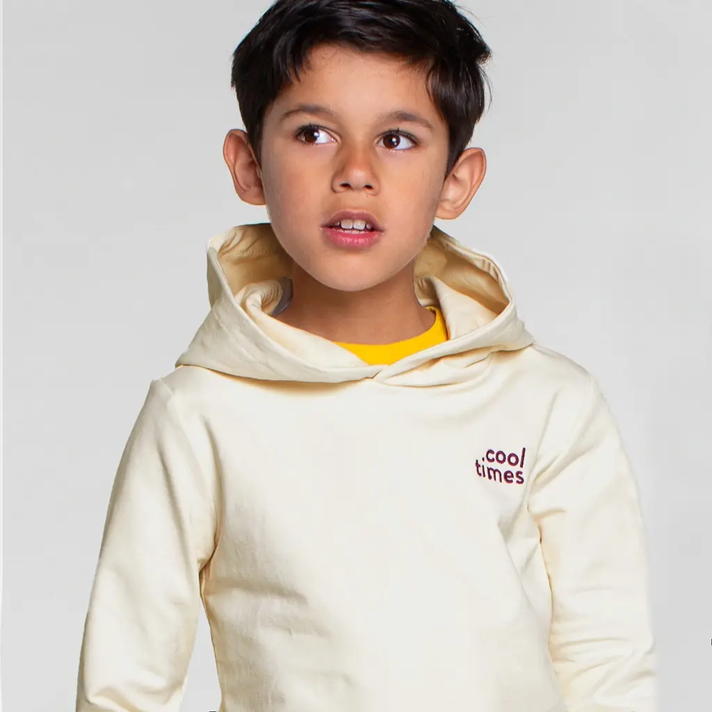 Trui hoodie back print (warm white)