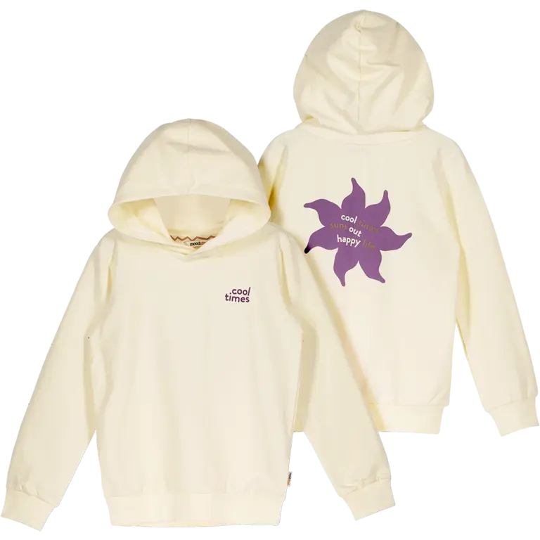 Trui hoodie back print (warm white)