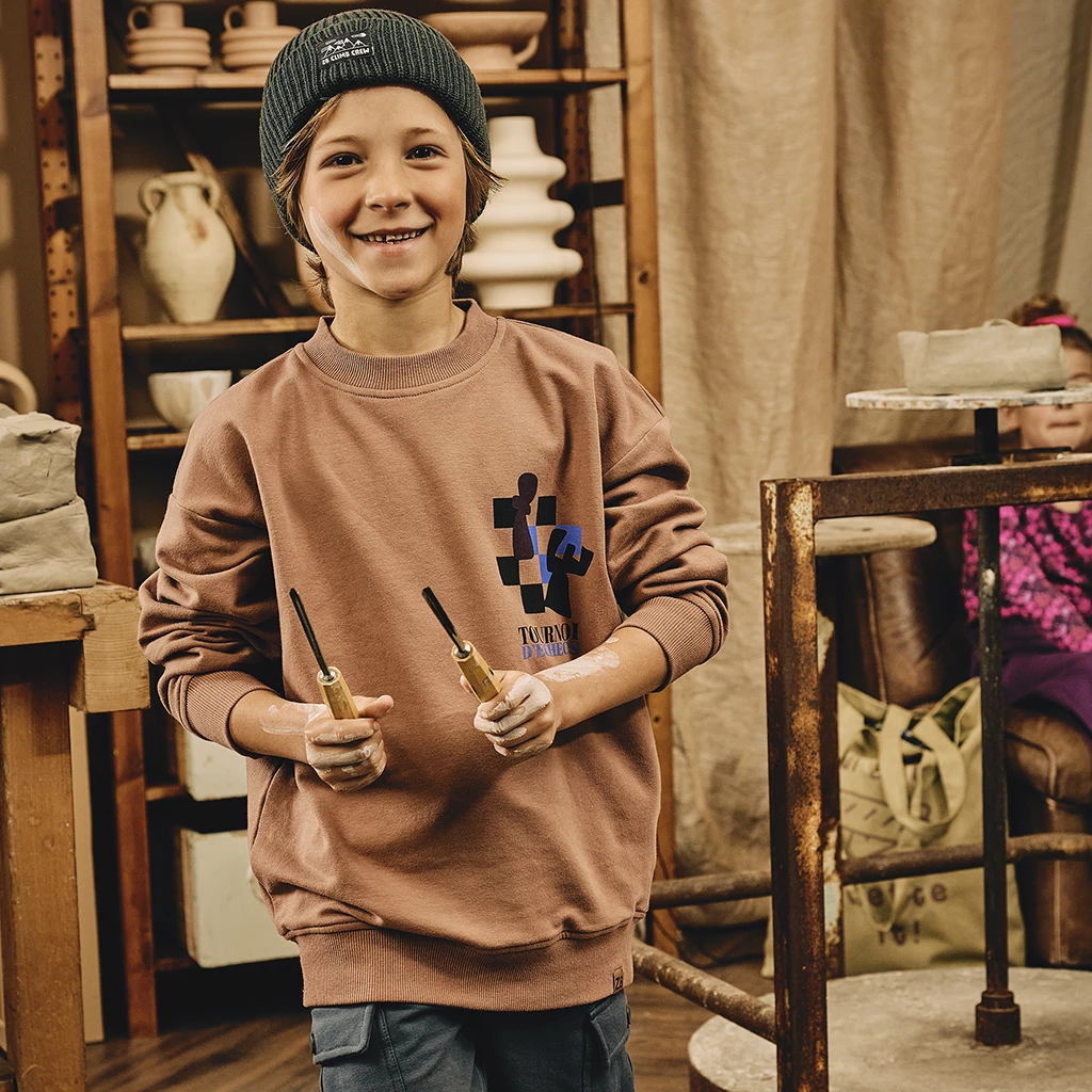 Trui Lucius brown rice Schattige Babykleertjes