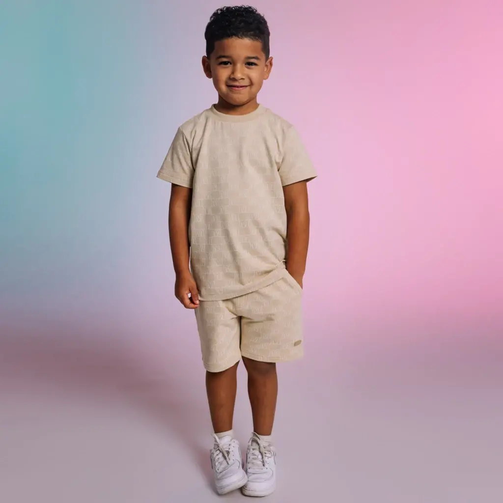 Korte broek Zoran (aop sand text)