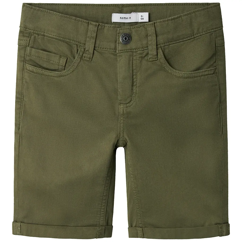 Nette korte broek twill SLIM FIT Silas (deep lichen green)