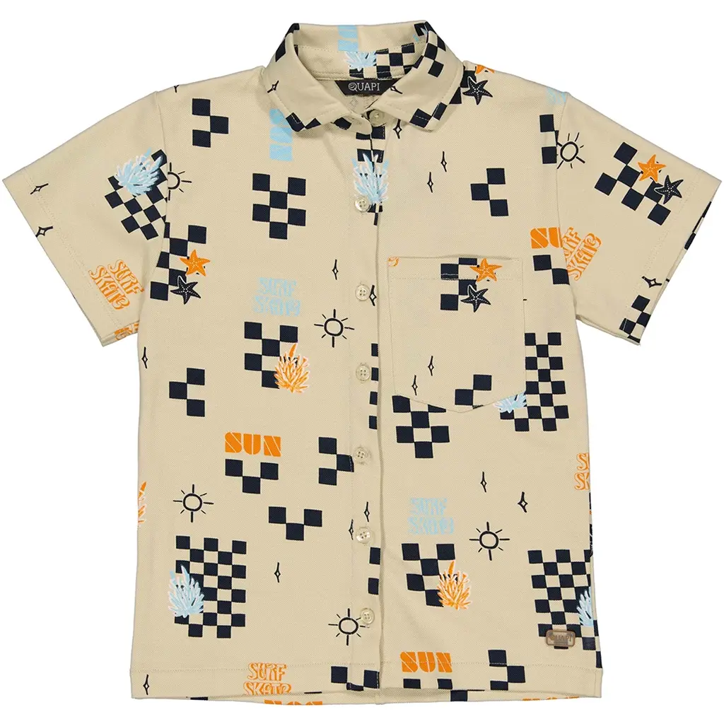 Overhemd t-shirt Frans (aop sand check)