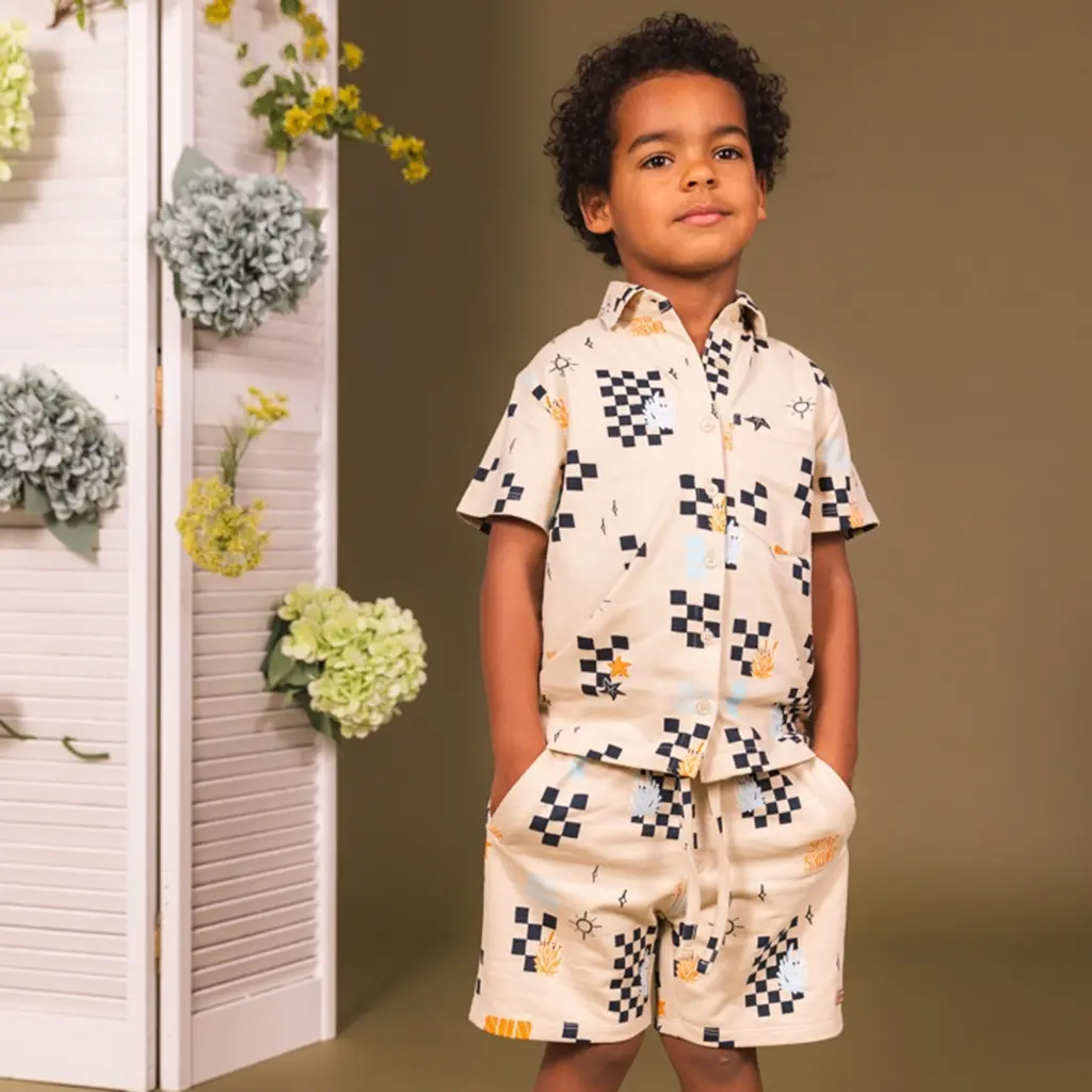 Korte broek Freek (aop sand check)